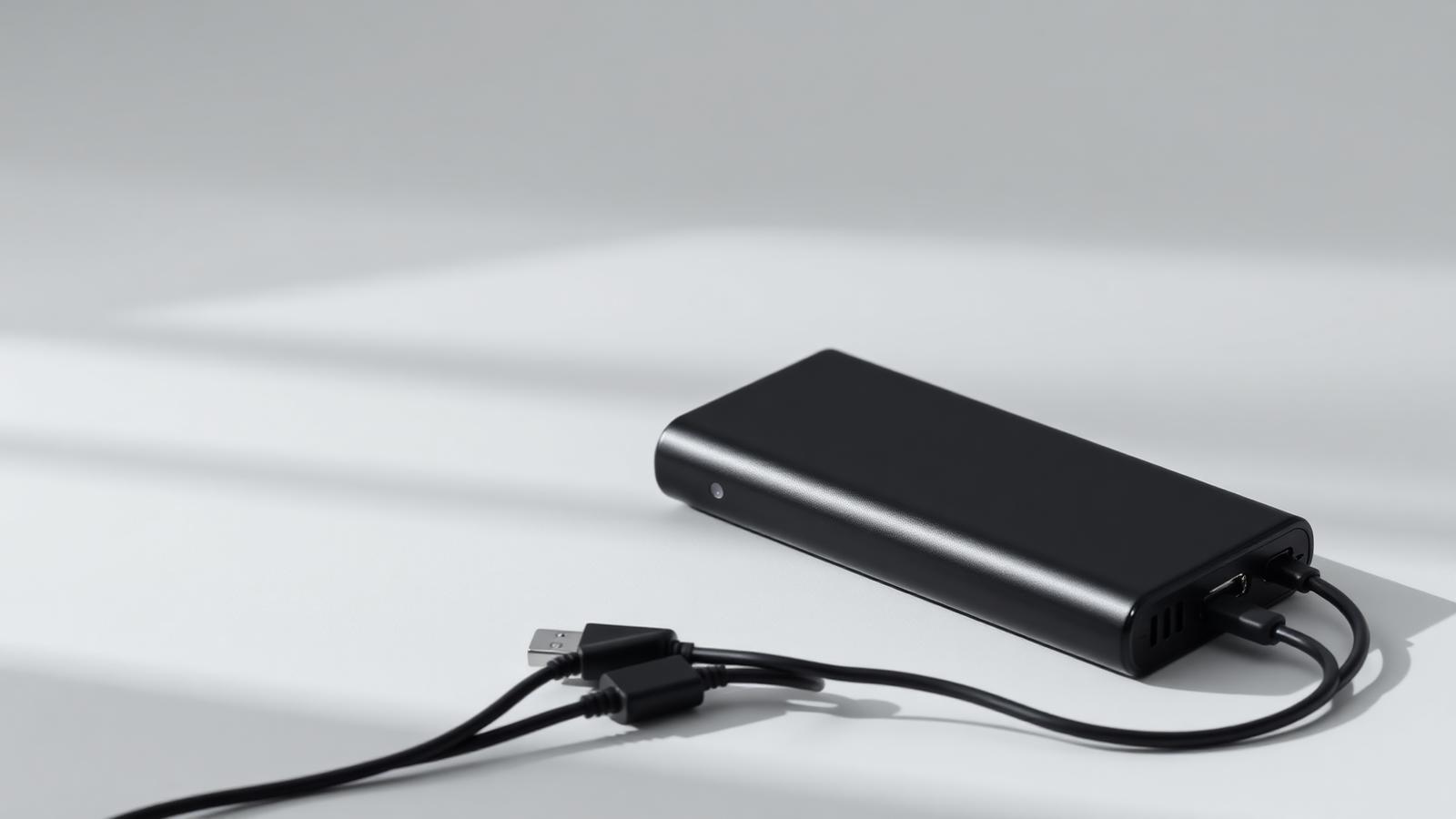 Anker 20000mAh PowerCore powerbank with cable on a light background